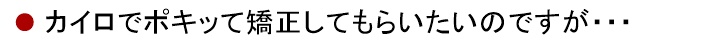 カイロプラクティックでポキッて矯正してもらいたいのですが・・・